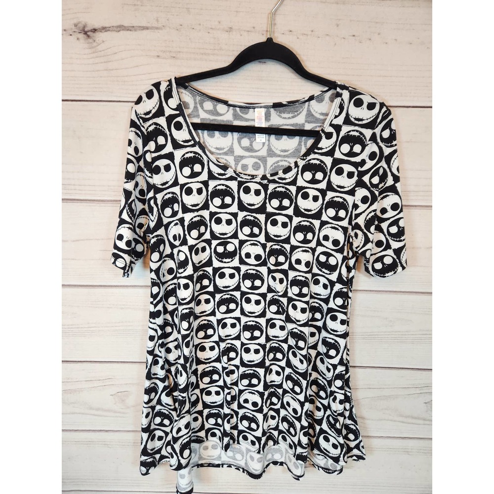 LuLaRoe Women's Jack Skellington Print‎ Scoop Neck Short Sleeve T-Shirt Size M